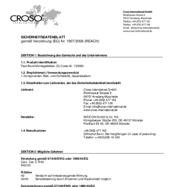 Vorschau SICHERHEITSDATENBLATT gemäß Verordnung (EG) Nr. 1907/2006 (REACH)
