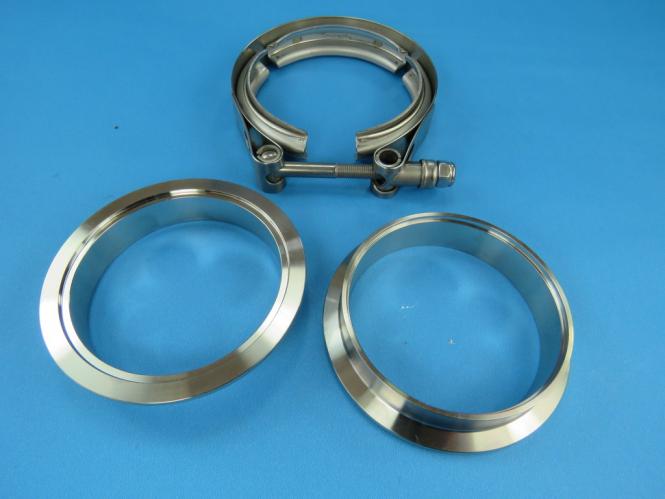 V-Band-Kragenklemmensatz mit 95-mm-V-Band-Ringflanschen für Schalldämpfer  mit ET-Außen- und Innenringen